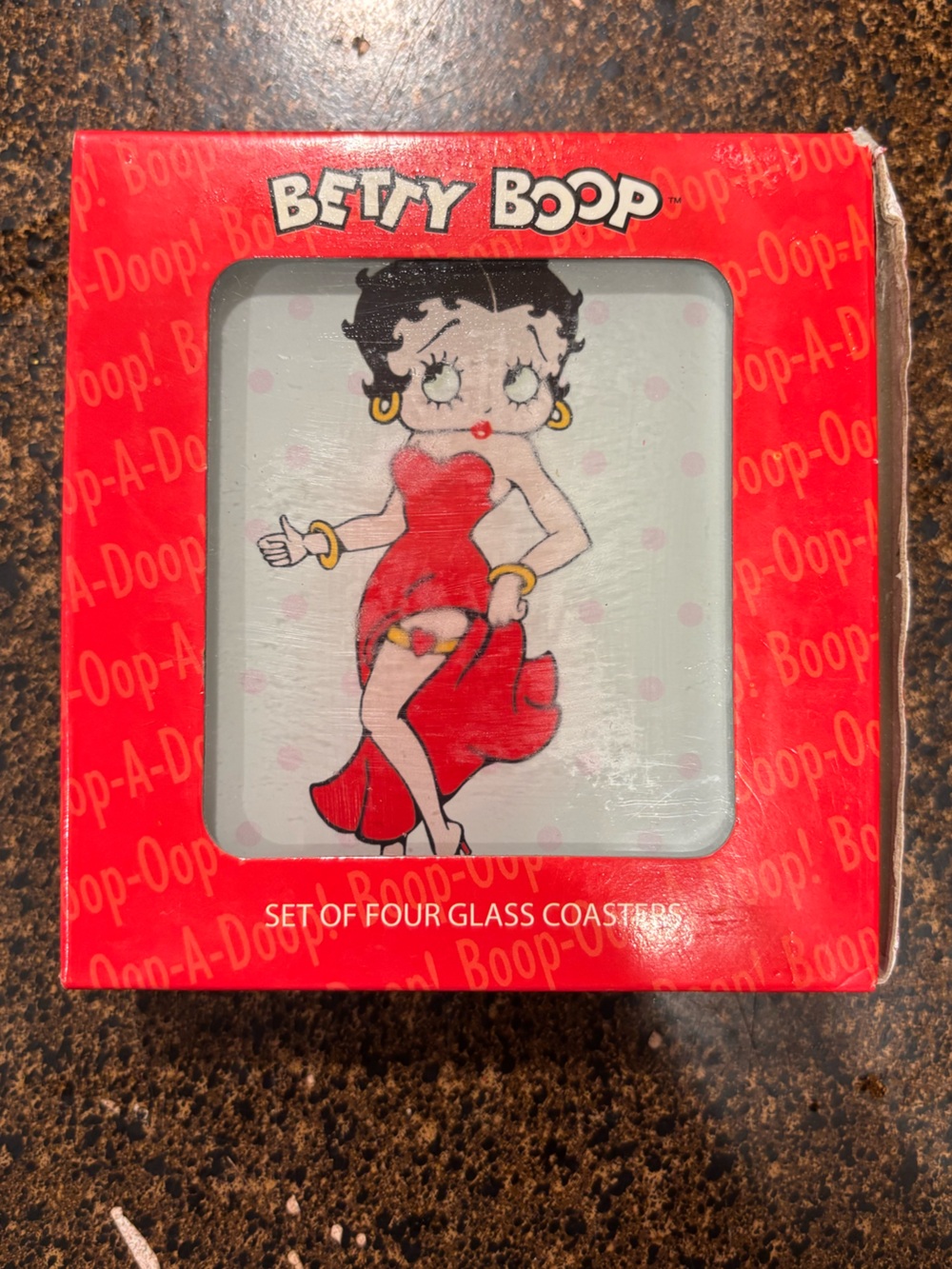 Vintage Betty Boop Glass Coaster Set of 4 (2008)